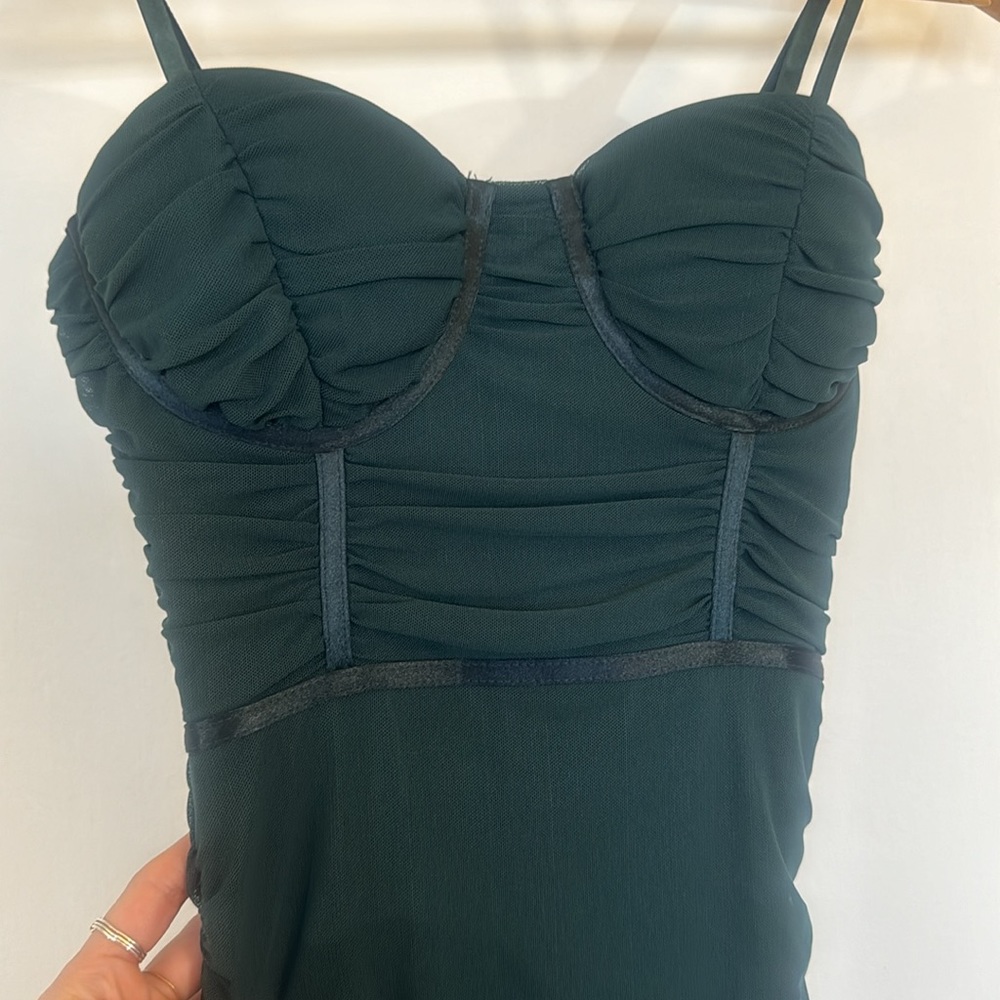 NWT stunning corset top green mini dress
